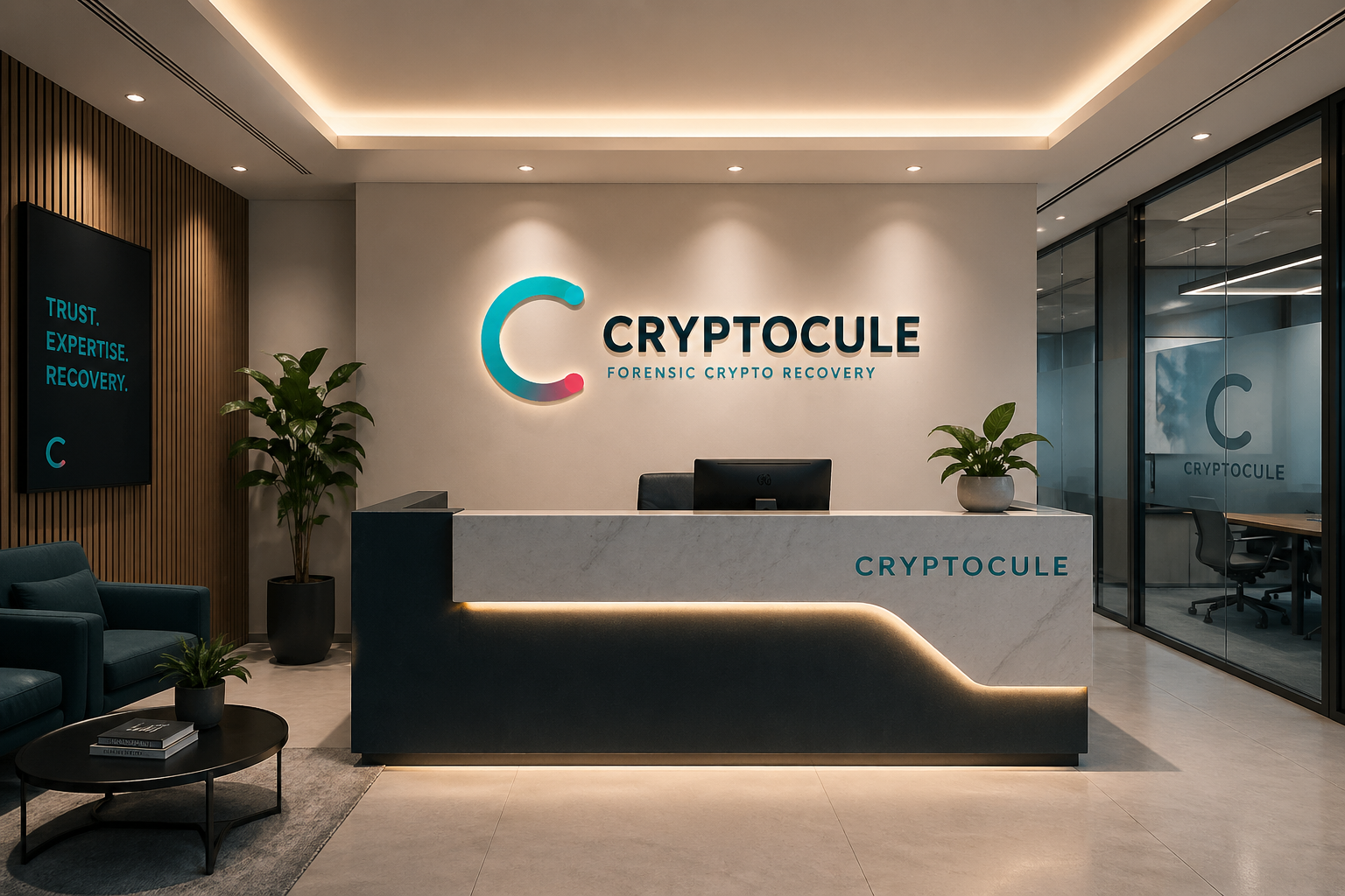 Cryptocule reception desk in Oceanside, CA